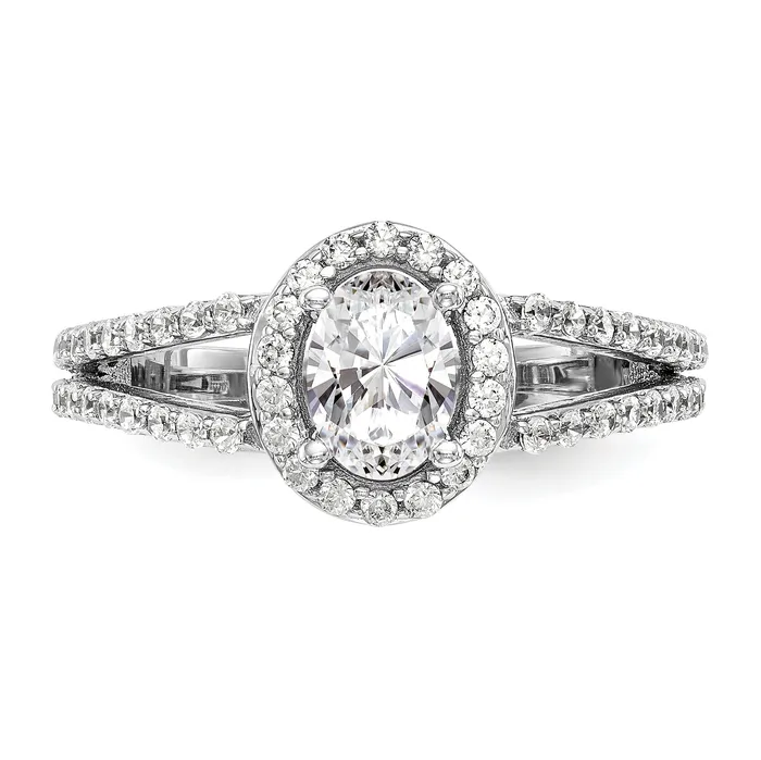 Goldia Rings 100ct CZ Solid Real 14K White Gold Oval Oval Halo Engagement Ring