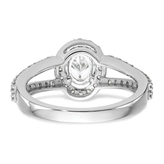 Goldia Rings 100ct CZ Solid Real 14K White Gold Oval Oval Halo Engagement Ring