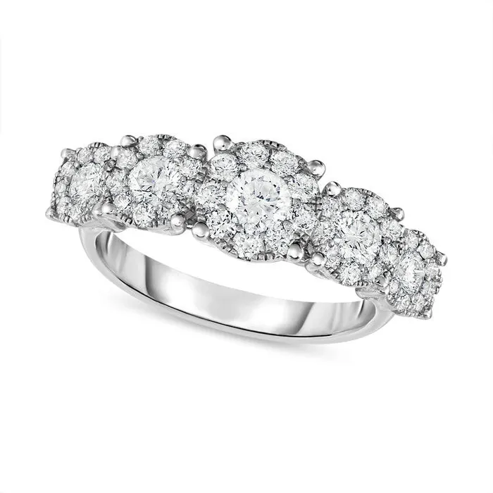 Goldia Rings 125 CT TW Natural Diamond Frame Five Stone Anniversary Band in Solid 14K White Gold Goldia Rings 125 CT TW Natural Diamond Frame Five Stone Anniversary Band in Solid 14K White Gold