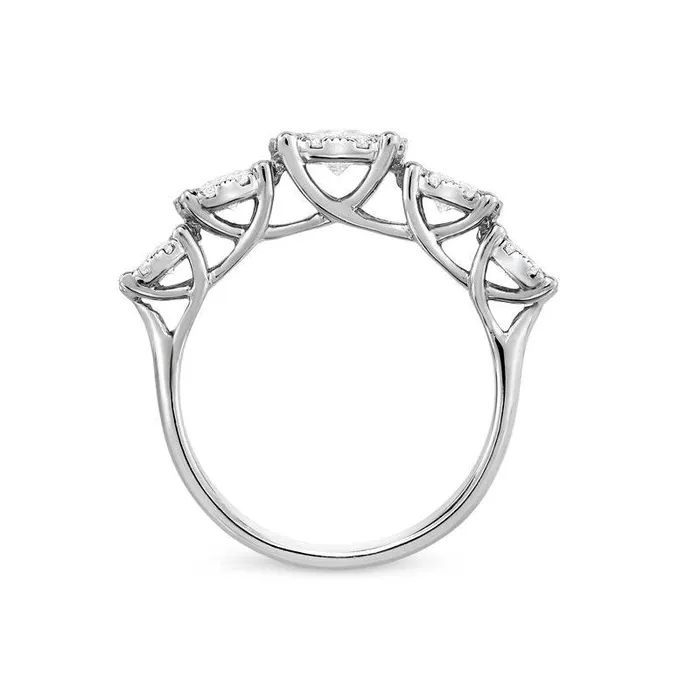Goldia Rings 125 CT TW Natural Diamond Frame Five Stone Anniversary Band in Solid 14K White Gold Goldia Rings 125 CT TW Natural Diamond Frame Five Stone Anniversary Band in Solid 14K White Gold