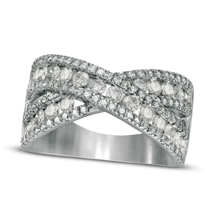 Goldia Rings 15 CT TW Natural Diamond MultiRow Crossover Band in Solid 10K White Gold Goldia Rings 15 CT TW Natural Diamond MultiRow Crossover Band in Solid 10K White Gold