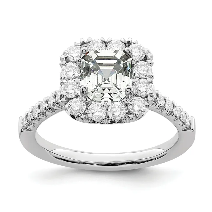 Goldia Rings 150ct CZ Solid Real 14K White Gold Ascher Halo Engagement Ring Goldia Rings 150ct CZ Solid Real 14K White Gold Ascher Halo Engagement Ring