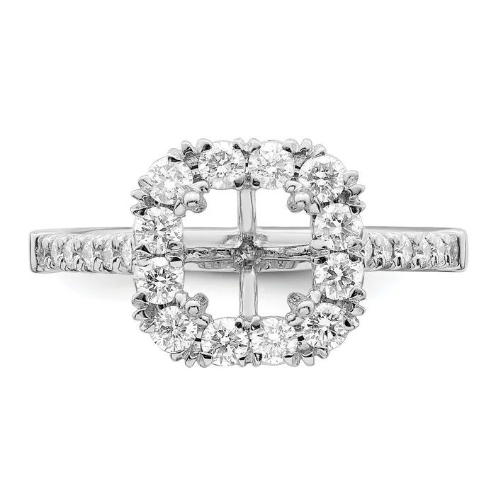 Goldia Rings 150ct CZ Solid Real 14K White Gold Ascher Halo Engagement Ring