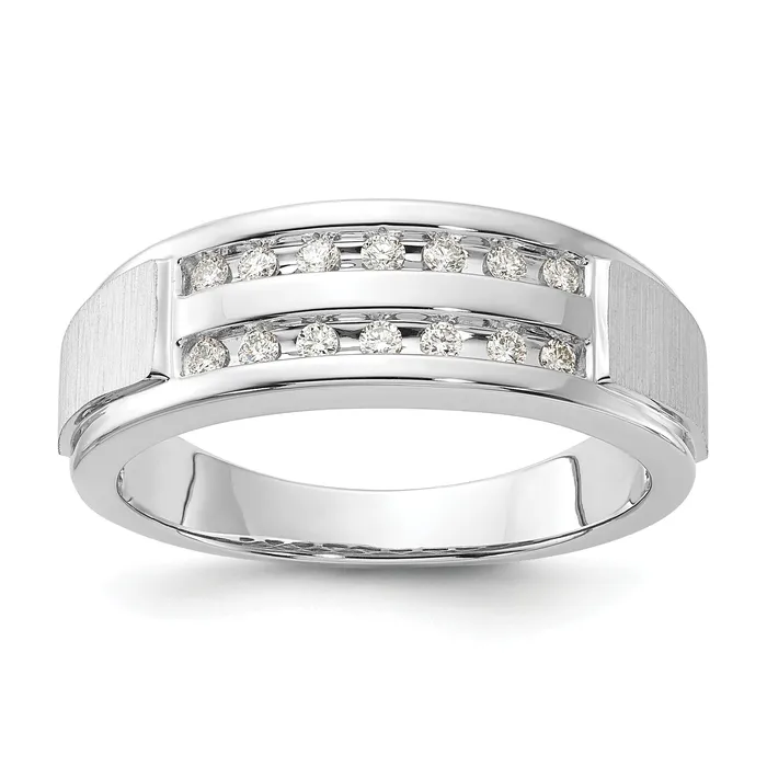 Goldia Rings 10k White Gold 15 Ct Lab Grown Diamond VSSI G Double Row Mens Ring Goldia Rings 10k White Gold 15 Ct Lab Grown Diamond VSSI G Double Row Mens Ring