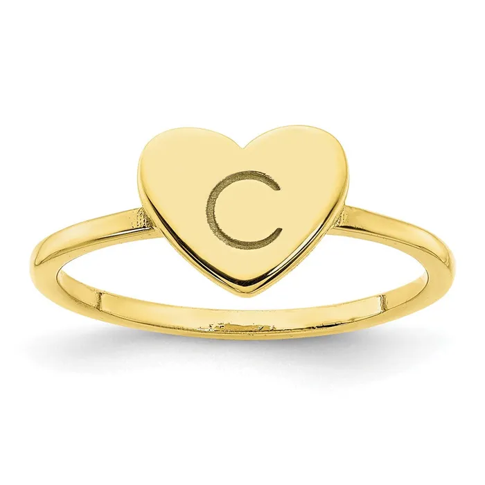 Goldia Rings 10K Yellow Gold Initial Heart Signet Ring
