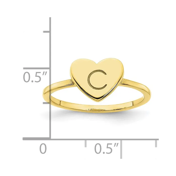 Goldia Rings 10K Yellow Gold Initial Heart Signet Ring