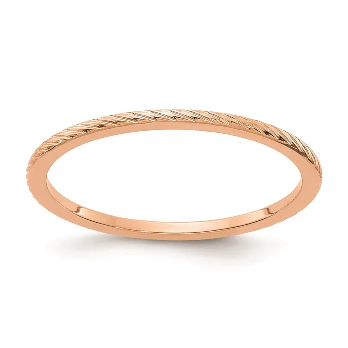 Goldia Rings 14K Rose Gold 12mm Twisted Wire Pattern Stackable Band
