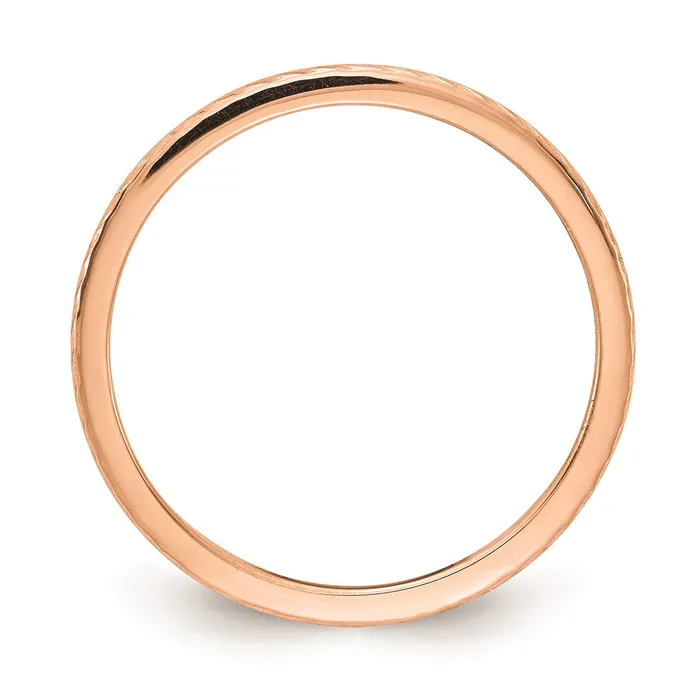 Goldia Rings 14K Rose Gold 12mm Twisted Wire Pattern Stackable Band