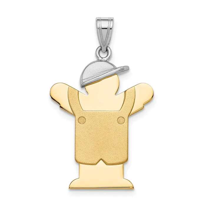 Goldia Rings 14k Twotone Gold Twotone Gold Large Boy with Hat on Left Engravable Charm Goldia Rings 14k Twotone Gold Twotone Gold Large Boy with Hat on Left Engravable Charm