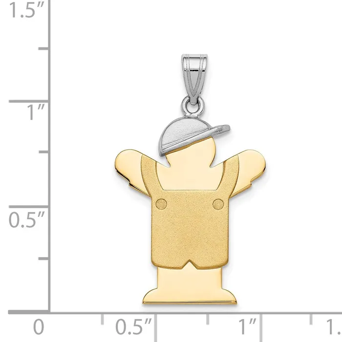 Goldia Rings 14k Twotone Gold Twotone Gold Large Boy with Hat on Left Engravable Charm