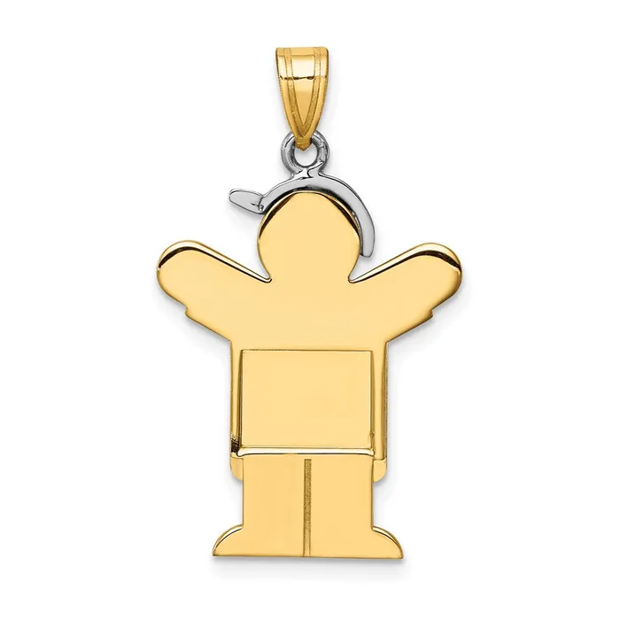 Goldia Rings 14k Twotone Gold Twotone Gold Large Boy with Hat on Left Engravable Charm