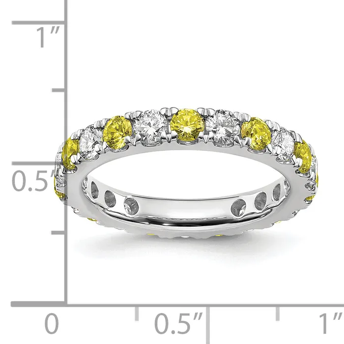 Goldia Rings 14k White Gold 1 Ct Lab Grown Diamond VSSI G and Lab Created Yellow Sapphire Eternity Band Ring