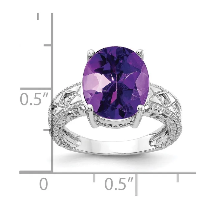 Goldia Rings 14k White Gold 12x10mm Oval Amethyst A Real Diamond ring