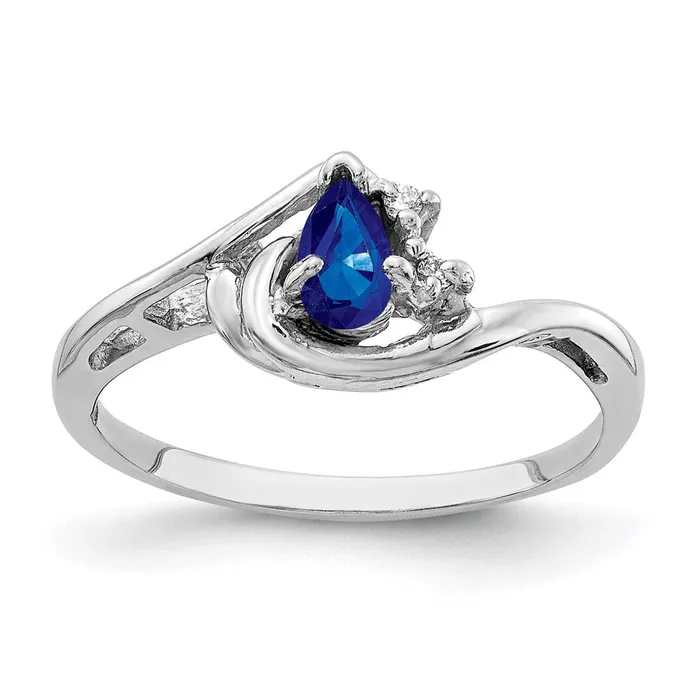 Goldia Rings 14k White Gold 5x3mm Pear Sapphire VS Diamond ring