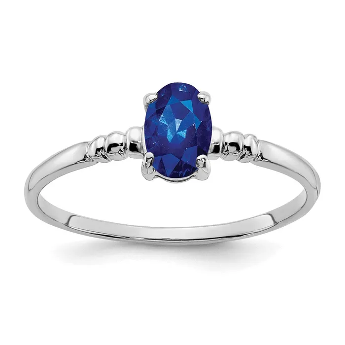 Goldia Rings 14k White Gold 6x4mm Oval Sapphire ring