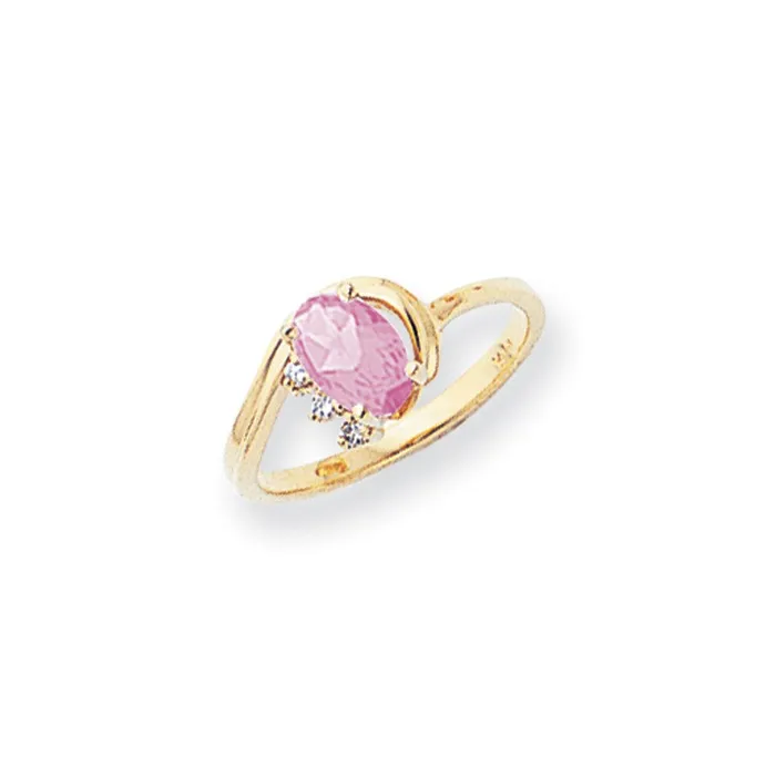 Goldia Rings 14k Yellow Gold 7x5mm Oval Pink Sapphire VS Diamond ring