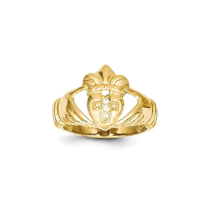 Goldia Rings 14k Yellow Gold A Diamond claddagh ring