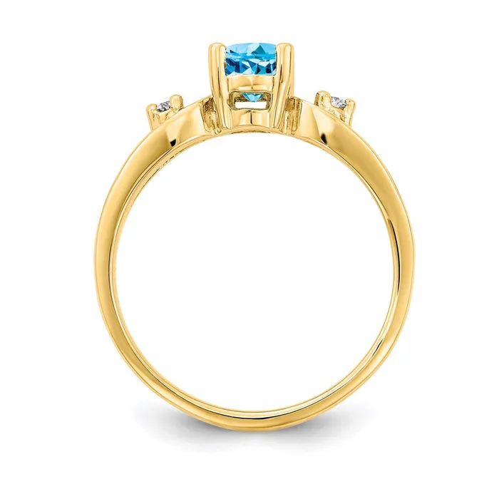 Goldia Rings 14K Yellow Gold Blue Topaz Real Diamond ring