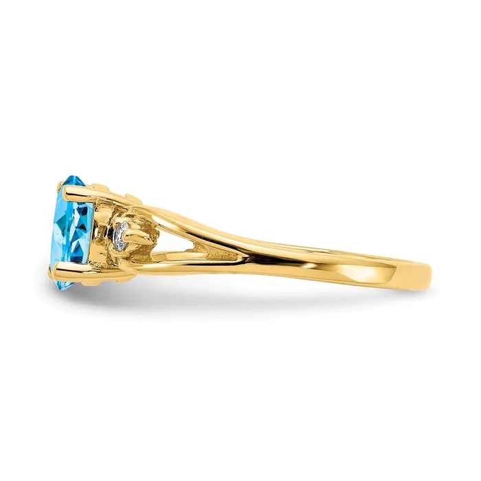 Goldia Rings 14K Yellow Gold Blue Topaz Real Diamond ring