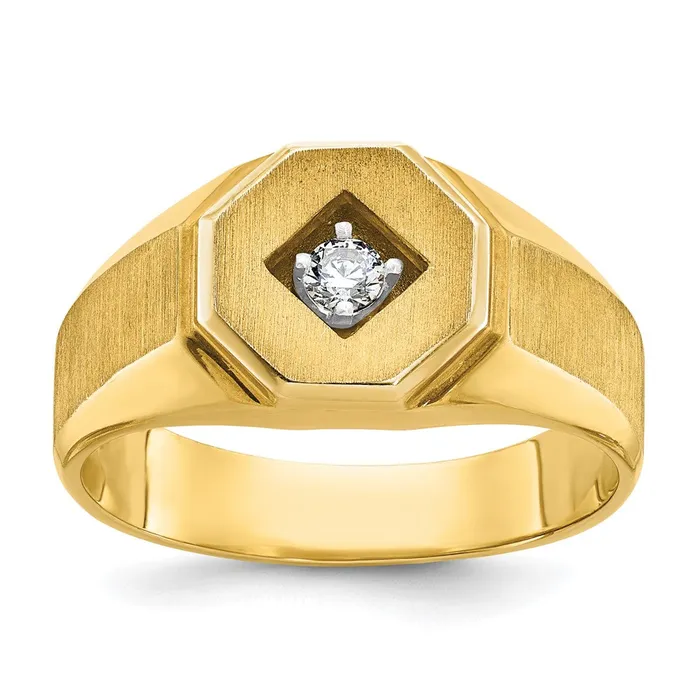 Goldia Rings 14k Yellow Gold Mens Polished and Satin 110 carat Diamond Complete Ring Goldia Rings 14k Yellow Gold Mens Polished and Satin 110 carat Diamond Complete Ring