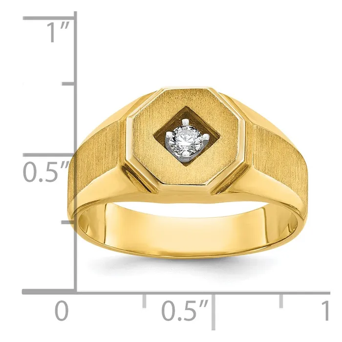 Goldia Rings 14k Yellow Gold Mens Polished and Satin 110 carat Diamond Complete Ring