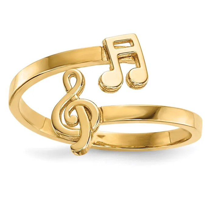 Goldia Rings 14K Yellow Gold Polished Music Notes Bypass Ring