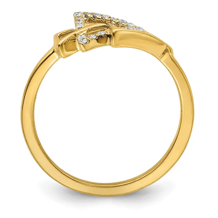 Goldia Rings 14K Yellow Gold Polished Triple Triangle Real Diamond Ring