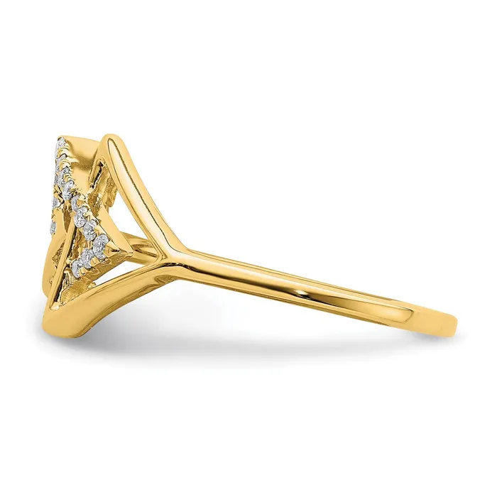 Goldia Rings 14K Yellow Gold Polished Triple Triangle Real Diamond Ring