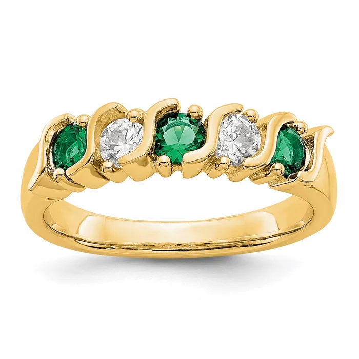 Goldia Rings 14k Yellow Gold Real Diamond wEmerald Band