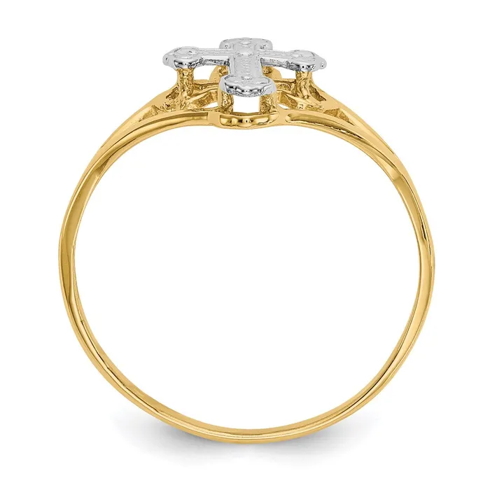 Goldia Rings 14k Yellow Gold wRhodium Cross Ring