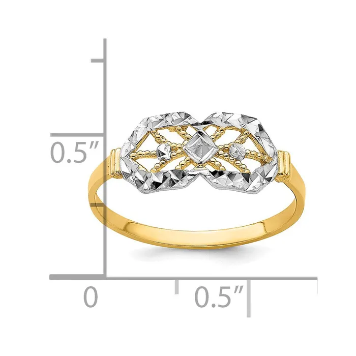 Goldia Rings 14k Yellow Gold w Rhodium DC Double Octagon Ring