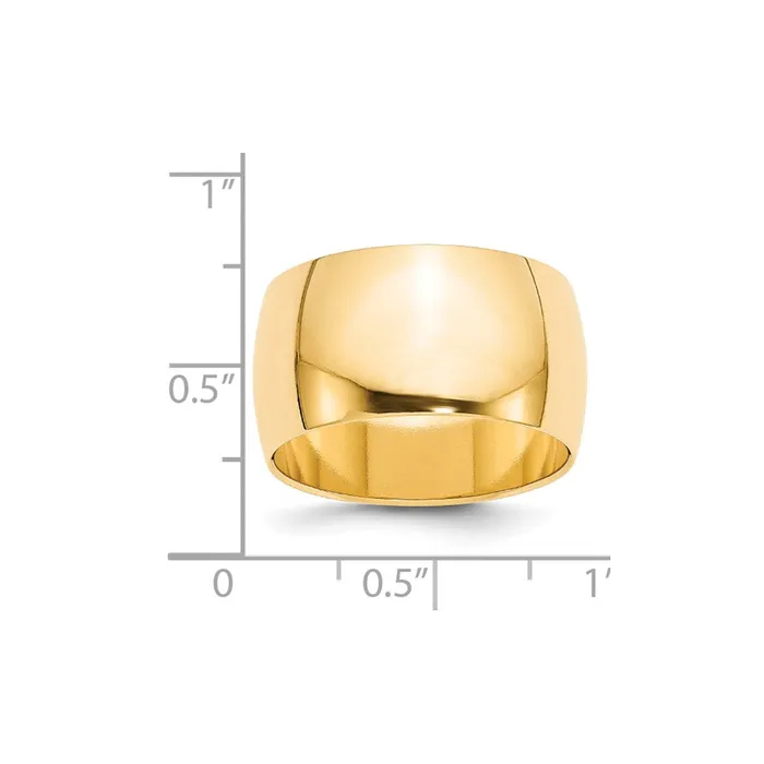 Goldia Rings Solid 10K Yellow Gold 12mm Half Round MensWomens Wedding Band Ring Size 75 Goldia Rings Solid 10K Yellow Gold 12mm Half Round MensWomens Wedding Band Ring Size 75