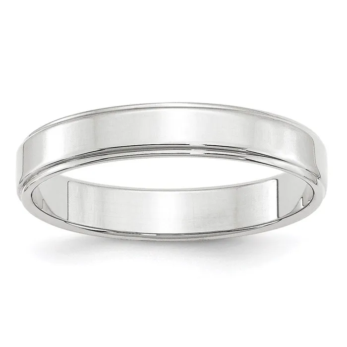 Goldia Rings Solid 14K White Gold 4mm Flat with Step Edge MensWomens Wedding Band Ring Size 7 Goldia Rings Solid 14K White Gold 4mm Flat with Step Edge MensWomens Wedding Band Ring Size 7