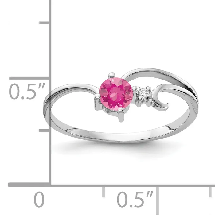 Goldia Rings Solid 14k White Gold 4mm Simulated Pink Tourmaline AA CZ Ring