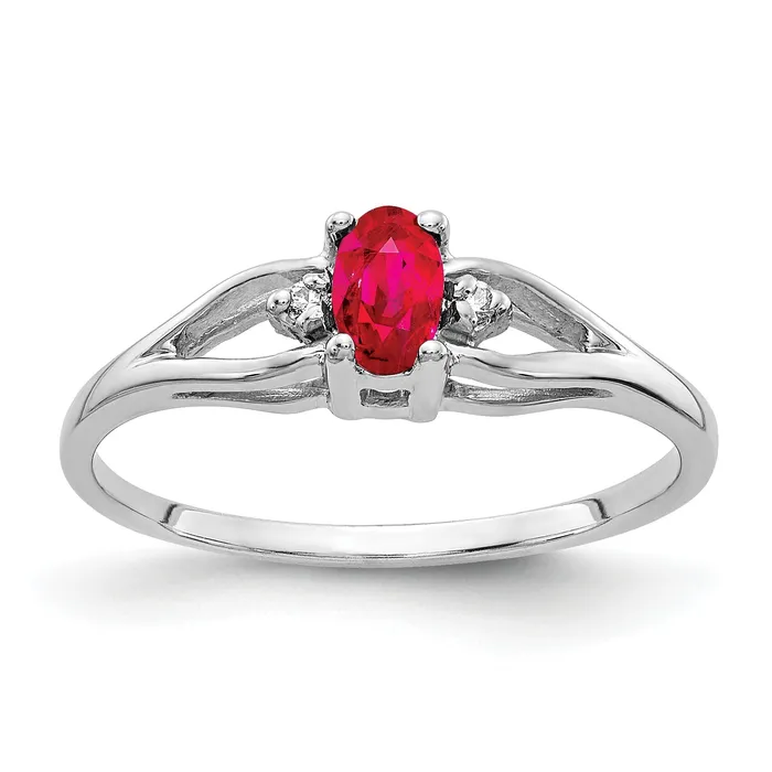 Goldia Rings Solid 14k White Gold 5x3mm Oval Simulated Ruby u0026 AA CZ Ring Goldia Rings Solid 14k White Gold 5x3mm Oval Simulated Ruby u0026 AA CZ Ring
