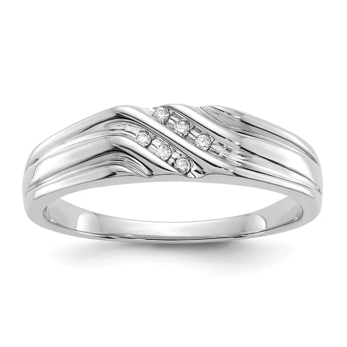 Goldia Rings Solid 14k White Gold Simulated CZ Mens Ring