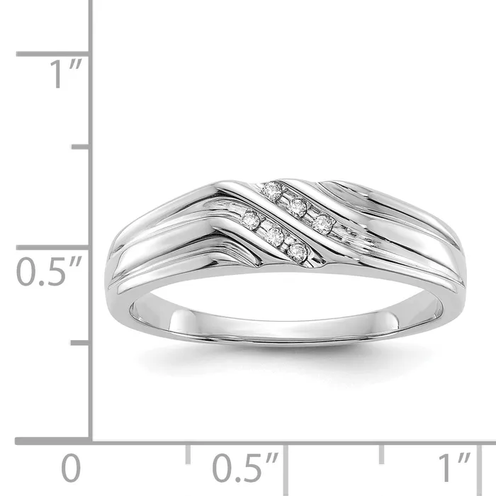 Goldia Rings Solid 14k White Gold Simulated CZ Mens Ring