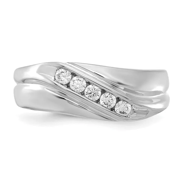 Goldia Rings Solid 14k White Gold Simulated CZ Mens Ring
