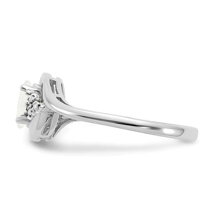 Goldia Rings Solid 14k White Gold Simulated Opal and CZ Ring