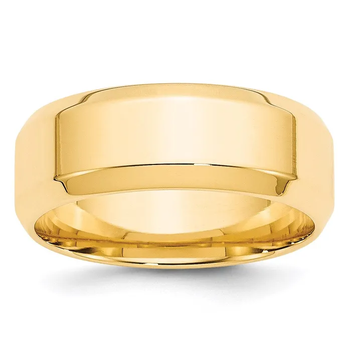 Goldia Rings Solid 14K Yellow Gold 8mm Bevel Edge Comfort Fit MensWomens Wedding Band Ring Size 10 Goldia Rings Solid 14K Yellow Gold 8mm Bevel Edge Comfort Fit MensWomens Wedding Band Ring Size 10