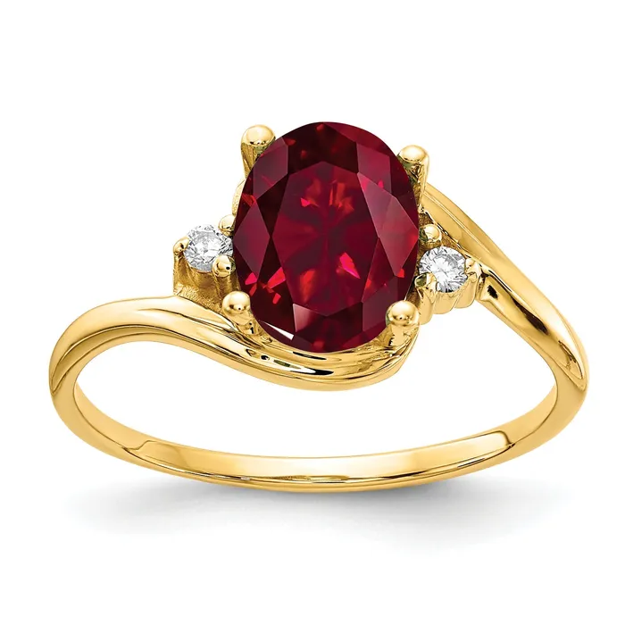 Goldia Rings Solid 14k Yellow Gold 8x6mm Oval Created Simulated Ruby VS CZ Ring Goldia Rings Solid 14k Yellow Gold 8x6mm Oval Created Simulated Ruby VS CZ Ring
