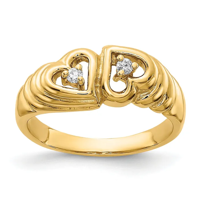 Goldia Rings Solid 14k Yellow Gold A Simulated CZ heart Ring