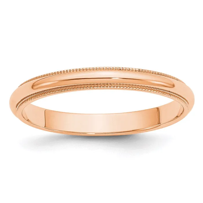 Goldia Rings Solid 14K Yellow Gold Rose Gold 3mm Milgrain HalfRound Wedding MensWomens Wedding Band Ring Size 55