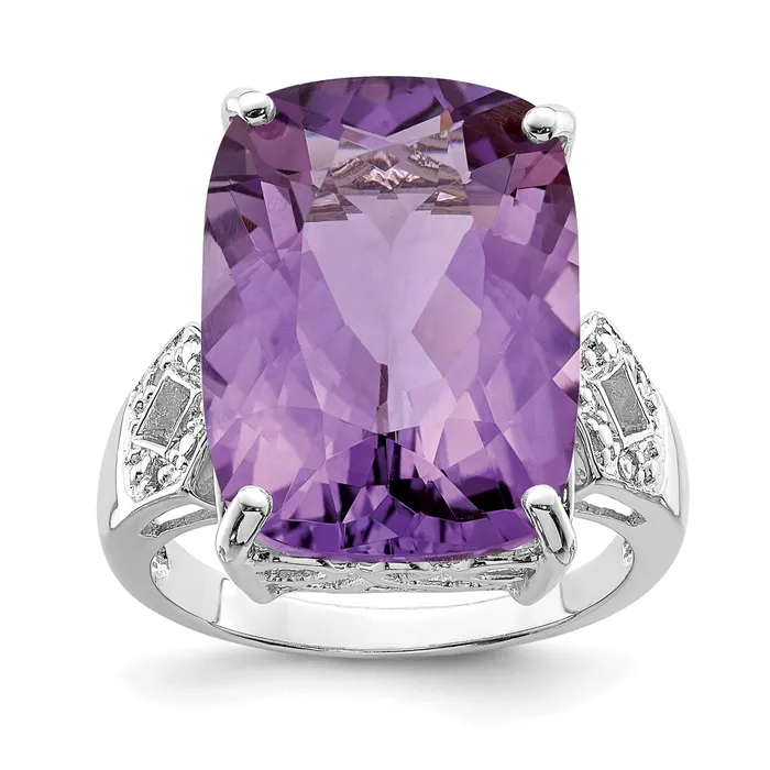Goldia Rings Sterling Silver 14K White Gold Plated Amethyst u0026 Diamond Gemstone Birthstone Ring Fine Jewelry Gift for Her Goldia Rings Sterling Silver 14K White Gold Plated Amethyst u0026 Diamond Gemstone Birthstone Ring Fine Jewelry Gift for Her
