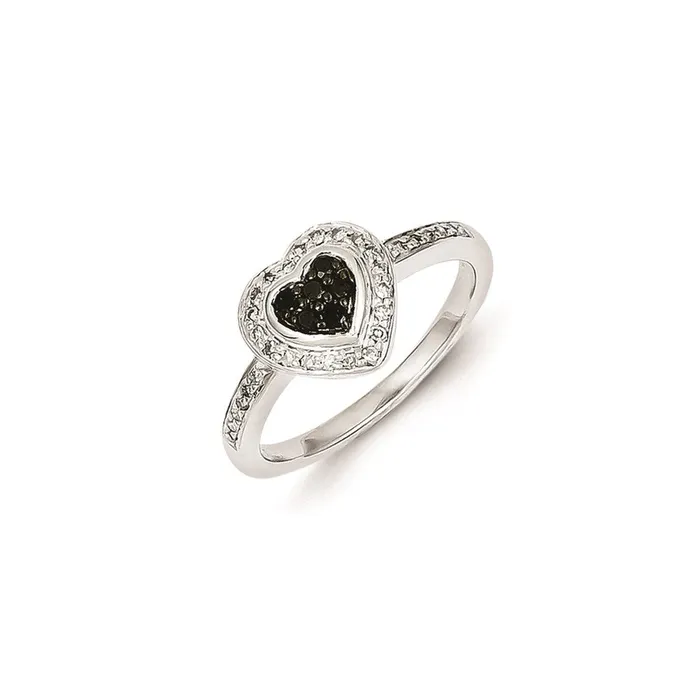 Goldia Rings Sterling Silver Black Diamond Small Heart Ring