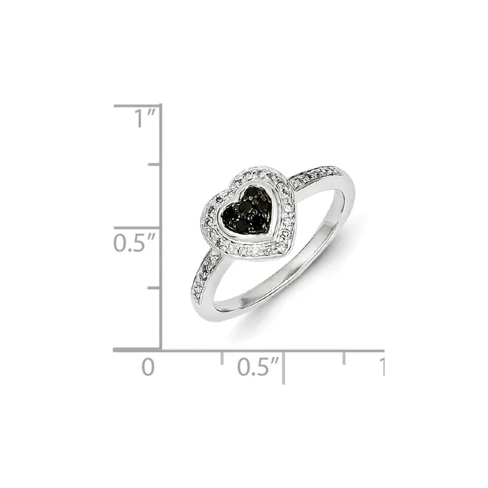 Goldia Rings Sterling Silver Black Diamond Small Heart Ring