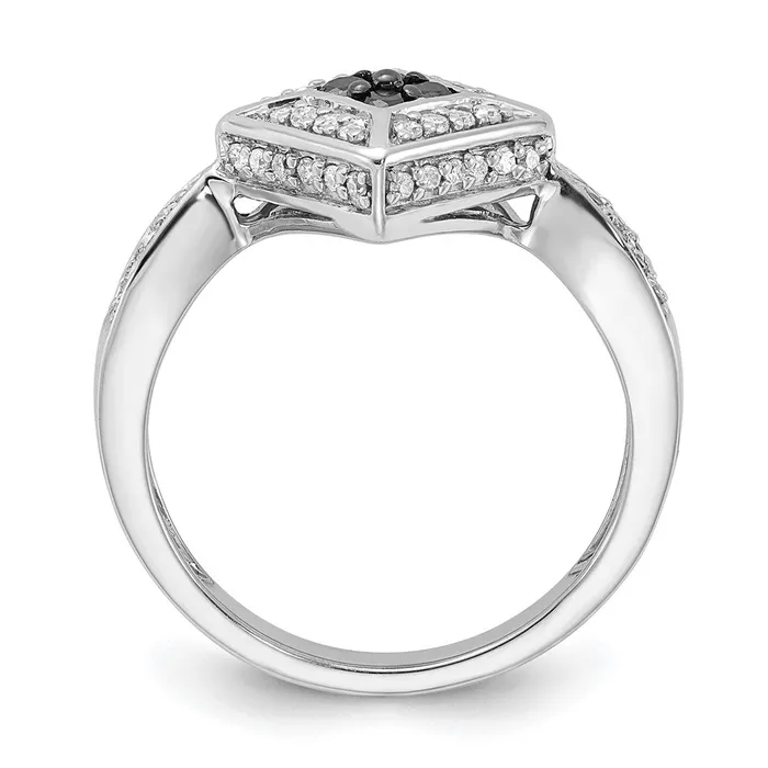 Goldia Rings Sterling Silver Polished Black u0026 White Diamond Ring