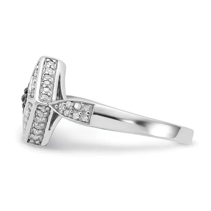 Goldia Rings Sterling Silver Polished Black u0026 White Diamond Ring