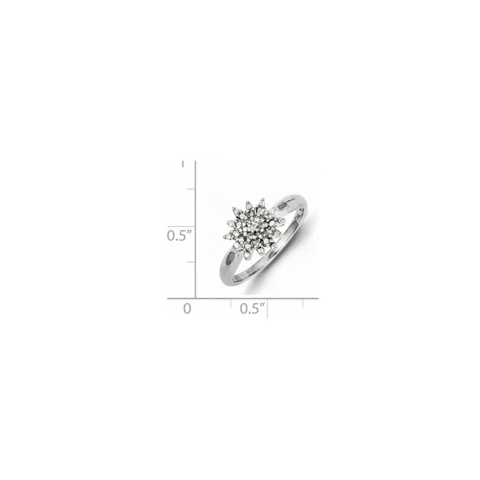 Goldia Rings Sterling Silver Rhodium Plated Diamond Flowers Ring