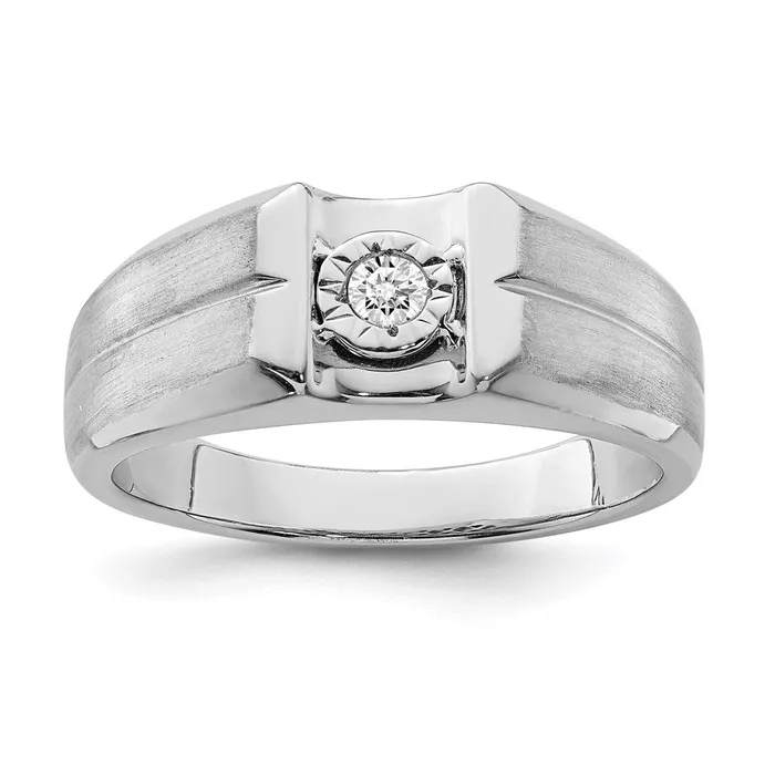 Goldia Rings Sterling Silver Rhodium Plated Diamond Mens Ring